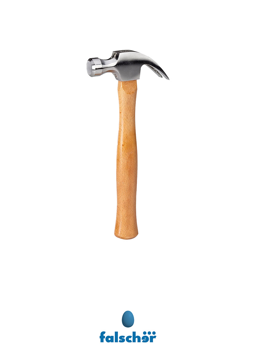 The hammer as a lucky charm: the comfort of the one simple solution. A4 artwork by W. T. Falscher, downloadable for CHF 35.